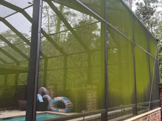 image of a commercial building after a soft wash by A-1 Window Washers
