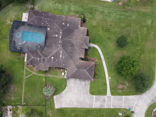 aerial image view of an estate after a full-service house washing by A-1 Window Washers