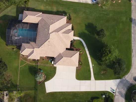 aerial image view of an estate before a full-service house washing by A-1 Window Washers