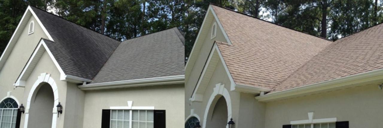 before and after image of a professionally washed house by A-1 Window Washers